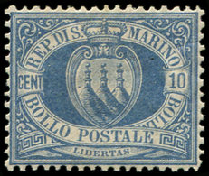 * SAINT MARIN 3A : 10c. Bleu, TB - Unused Stamps