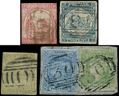 NOUVELLE-GALLES DU SUD 1, 4, 7, 10 Et 11, 1p. Carmin, 2p. Bleu, 3p. Vert, 2p. Bleu, 3p. Vert, Obl., B/TB - Used Stamps