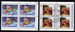 SLOVENIA 1996 Christmas Used Blocks Of 4.  Michel 171-72 - Slovénie