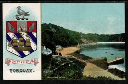 Ref 1303 - Super Early Coat Of Arms Postcard - Torquay Devon - Babbicombe Beach - Torquay