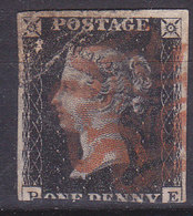 Grande Bretagne Victoria Filigrane Petite Couronne Black Penny 1p Noir N°1 Oblitéré Cote 325,00 - Gebruikt