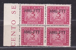 1949 Italia Italy Trieste A SEGNATASSE CIFRA (Roma) Quartina 3 Lire MNH** - Postage Due