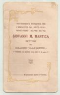 BIGLIETTO D'INVITO PER L'ONOMASTICO DI PADRE  G.M. MANTICA RETTORE DEL COLLEGIO ALLE QUERCE FIRENZE 1913 - Toegangskaarten