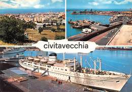 0591 "CIVITAVECCHIA - IL PORTO CON LA MOTONAVE ARBOREA IN ATTRACCO" ANIMATA. CART. ORIG. SPEDITA 1972 - Civitavecchia