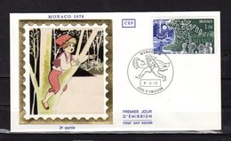 " CONTES DE PERRAULT : LE PETIT POUCET " Sur Enveloppe 1er Jour Sur Soie De MONACO De 1978. N° YT 1158 Parfait état - Contes, Fables & Légendes