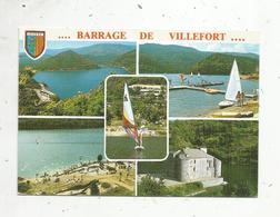 Cp, 48 ,  LE BARRAGE DE VILLEFORT ,  Multi Vues ,  Voyagée 1990, Ed. Bos - Villefort