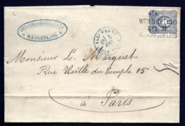 LETTRE ALSACE-LORRAINE OCCUPÉE- TIMBRE EMPIRE N°33- CAD AMBULANT 3 LIGNES DE WESSERLING- 1879- 2 SCANS + INFO - Alsace Lorraine