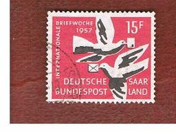 SAAR (SARRE) - SG 405 - 1957  INTE. CORRSPONDENCE WEEK, DOVES     - USED - Gebraucht