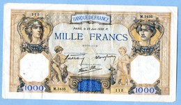 1000 FRANCS 1938 P - 1 000 F 1927-1940 ''Cérès E Mercure''