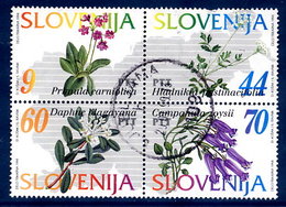 SLOVENIA 1994 Indigenous Flowers Used Ex Block  Michel 82-85 - Eslovenia