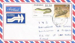 Zimbabwe 1994 Harare Freshwater Mottled Eel Anguilla Bengalensis Cover - Zimbabwe (1980-...)