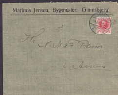 Denmark MARINUS JENSEN, Bygmester, Brotype Ia GLAMSBJERG 1909 Cover Brief ASSENS (Arr.) Fr. VIII. Stamp - Covers & Documents