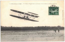 AVIATION TRANSPORTS CAMP D' AUVOUR L'AVIATEUR Wilbur WRIGHT Vole A Une Hauteur De 20 M - PILOTE - Circulé Vers CAEN - Aviatori