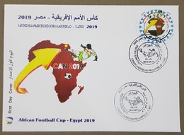 ALGERIE ALGERIA 2019 ERROR SOCCER AFRICA CUP OF NATIONS COUPE AFRIQUE FOOTBALL EGYPT ODD SHAPE CIRCULAR FDC - Coppa Delle Nazioni Africane