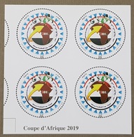 ALGERIE ALGERIA 2019 ERROR SOCCER AFRICA CUP OF NATIONS COUPE AFRIQUE FOOTBALL EGYPT ODD SHAPE CIRCULAR BLOC BLOCK OF 4 - Coppa Delle Nazioni Africane