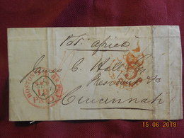 Devant De Lettre De 1855 De Londres à Destination De Cincinnati Via Boston - ...-1840 Prephilately