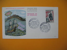 Enveloppe FDC  Réunion CFA 1965 N° 365 Tricentenaire Du Peuplement De L'Ile Bourbon Saint Paul - Cartas & Documentos
