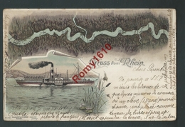 Allemagne.  Gruss Vom Rhein -  Litho N°1963 - Bateau Et Itinéraire - Circulé En 1898 - Rheine