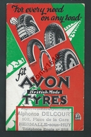 Publicité Avon Tyres (Pneus) Sur Papier Buvard. Maison Delcourt à Hermalle-sous-Huy - Engis