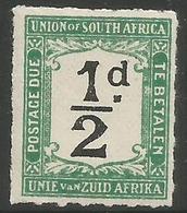 South Africa - 1922 Postage Due 1/2d Rouletted MLH *   SG D8  Sc J8 - Postage Due