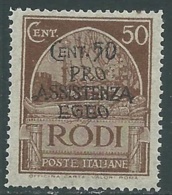 1943 OCCUPAZIONE TEDESCA EGEO PRO ASSISTENZA 50+50 CENT MNH ** - P31-4 - Ägäis (Dt. Bes.)