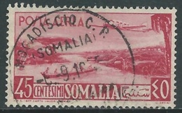1950-51 SOMALIA AFIS POSTA AEREA USATO AEREO E VEDUTA 45 CENT - P2-3 - Somalie (AFIS)