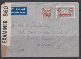 Switzerland 1940 Censored Airmail Cover To UK - Cartas