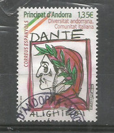 Hommage à Dante Alighieri, Poète, écrivain, Père De La Langue Italienne, Timbre Oblitéré, 1 Ere Qualité - Used Stamps