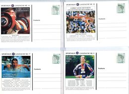 4733 - BUND - 4 Verschiedene Sporthilfe Privatganzsachen (Leichtathletik, Schwimmen, Gewichtheben, Bob) - Ungebraucht - Private Postcards - Mint