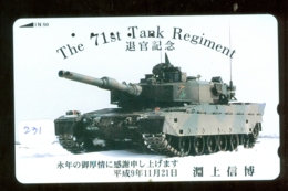 Télécarte JAPON * WAR TANK (231) MILITAIRY LEGER ARMEE PANZER Char De Guerre * KRIEG * JAPAN Phonecard Army - Armada