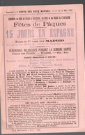 (chemins De Fer) Fêtes De Pâques, 15 Jours En Espagne  1892 (PPP18765) - Europa