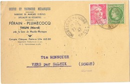 THUN (59) Carte Commerciale Publicitaire Scierie Tournerie Férain Plumecocq - Andere & Zonder Classificatie