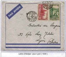 Cote D'Ivoire Ivory Coast Lettre Avion Airmail Cover Abidjan 22 Juil 1939 - Briefe U. Dokumente