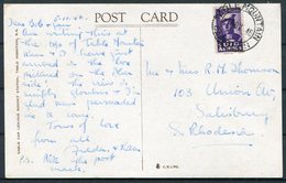 1946 South Africa Table Mountain Cable Car Postcard. Table Mountain - Salisbury, Southern Rhodesia - Poste Aérienne
