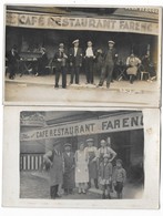 CAFE RESTAURANT FARENC Ensemble De 2 Cartes Photos Devantures Animations Jeux De Boules A LOCALISER - Cafes