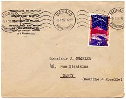 Lettre De Monaco (5.01.1952) Pour Nancy Radio Monte Carlo - Briefe U. Dokumente