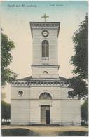 68 SAINT-LOUIS . ST-LUDWIG . Grüss , Souvenir En Couleur Et Animé , Kath Kirche , édit :  , Années 10 , état Extra - Saint Louis