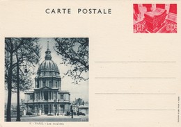 ENTIER. CARTE POSTALE. PARIS LES INVALIDES 90c - Overprinter Postcards (before 1995)