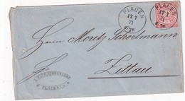 NORDDEUTSCHER BUND 1871  LETTRE DE PLAUEN - Covers & Documents
