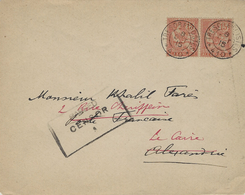 1915- Enveloppe Affr. Paire Mouchon " Alexandrie " Oblit.  S P 410 Pour Alexandrie, Puis Le Caire-PASSED /CENSOR - Brieven En Documenten