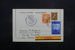 BELGIQUE - Entier Postal + Compléments De Bruxelles Pour Bruxelles Via Vienne Par Avion En 1956 Par Cie Sabena - L 32473 - Postbladen