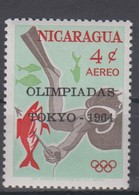 NICARAGUA 1964 OLYMPIC GAMES SCUBA DIVING FISHING OVERPRINT - Tauchen