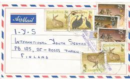 Zimbabwe 1993 Sese Hare Guineafowl Pottery Insufficiently Prepaid Cover - Zimbabwe (1980-...)