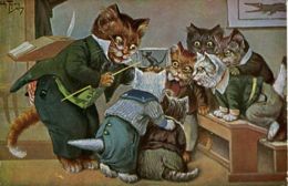 CATS - ART DRAWN BY ARTHUR THIELE - CATS IN CLASSROOM - 1934 C392 - Thiele, Arthur