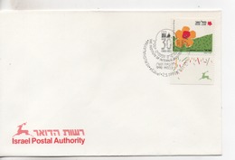 Cpa.Timbres.Israël.1990-Yerushalayim. Israel Postal Authority  Timbre Fleurs - Usados (con Tab)