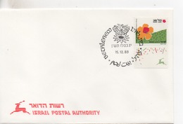 Cpa.Timbres.Israël.1989-Bethlehem. Israel Postal Authority  Timbre Fleurs - Oblitérés (avec Tabs)