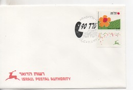Cpa.Timbres.Israël.1990-Arad. Israel Postal Authority  Timbre Fleurs - Usati (con Tab)