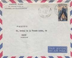 NOUVELLE CALÉDONIE - LETTRE PAR AVION AGENCE ALMA -  1955 NOUMÉA  POUR PARIS    /2 - Covers & Documents