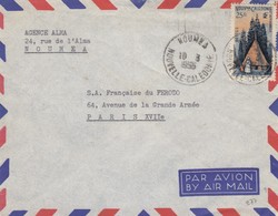 NOUVELLE CALÉDONIE - LETTRE PAR AVION AGENCE ALMA -  NOUMÉA 10.3.1955 POUR PARIS    /2 - Lettres & Documents