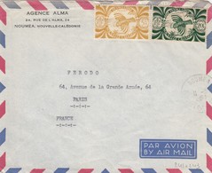 NOUVELLE CALÉDONIE - LETTRE PAR AVION AGENCE ALMA -  NOUMÉA 11.5.1951 POUR PARIS    /2 - Storia Postale